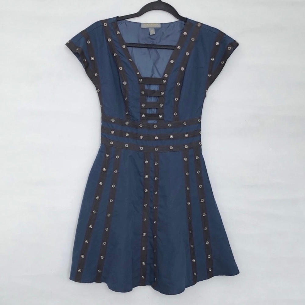 Zac Posen for Target Navy Short Sleeve Eyelet Fit-and-Flare Dress - Picture 2 of 5